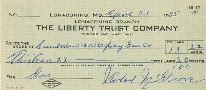 Robert M. Lefty Grove Signed Check